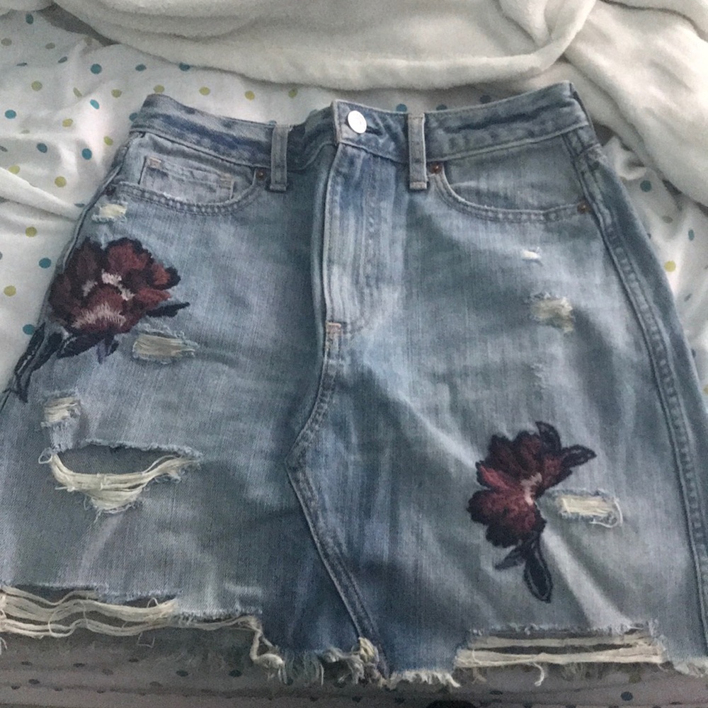 Denim floral skirt